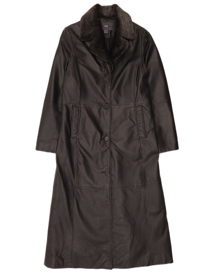 TCM Damen Ledermantel UK 12 Mittelschwarzes Leder