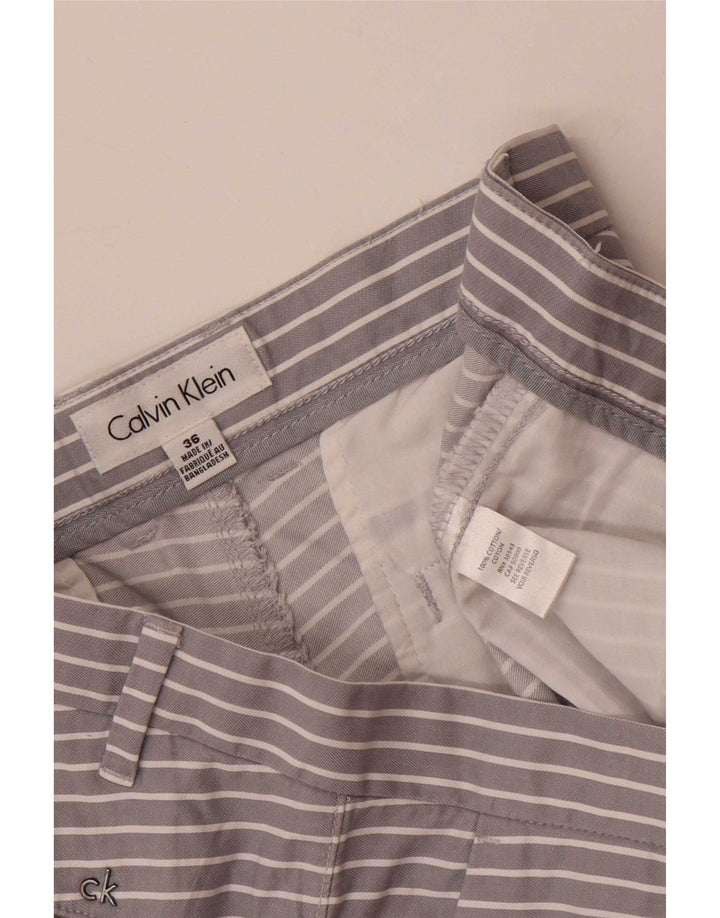 Calvin Klein Herren Chinoshorts W36 Große grau gestreifte Baumwolle