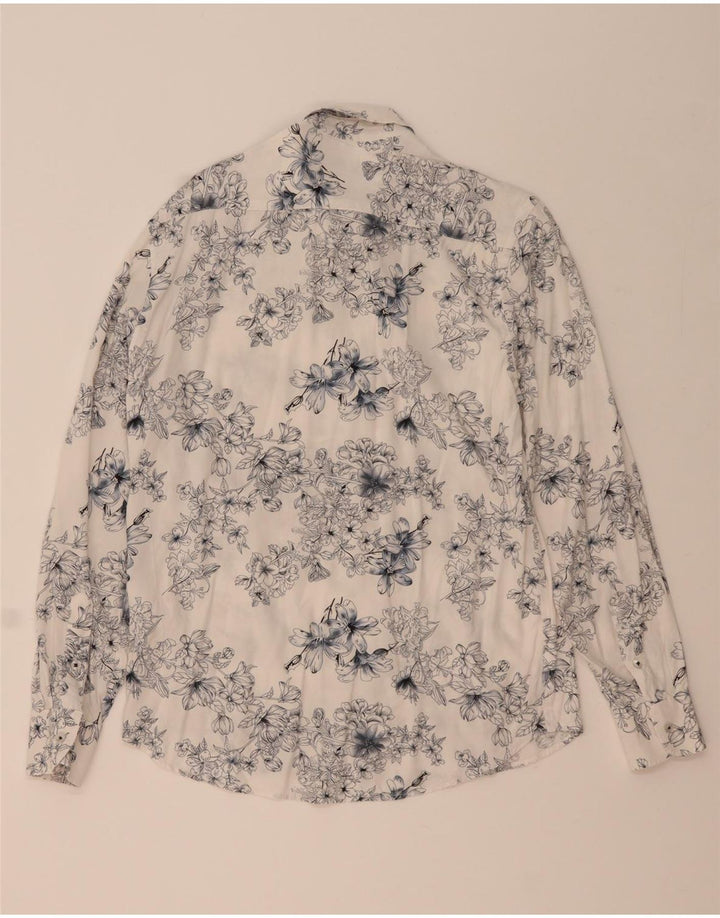 Clayton Herren-Slim-Fit-Hemd aus mittelblauer Viskose mit Blumenmuster
