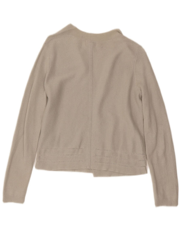 Jigsaw Womens Crop Open Cardigan Pullover UK 10 Small Grau Baumwolle