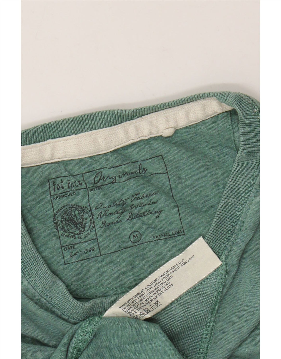 FAT FACE Herren-T-Shirt aus mitteltürkis gesprenkelter Baumwolle