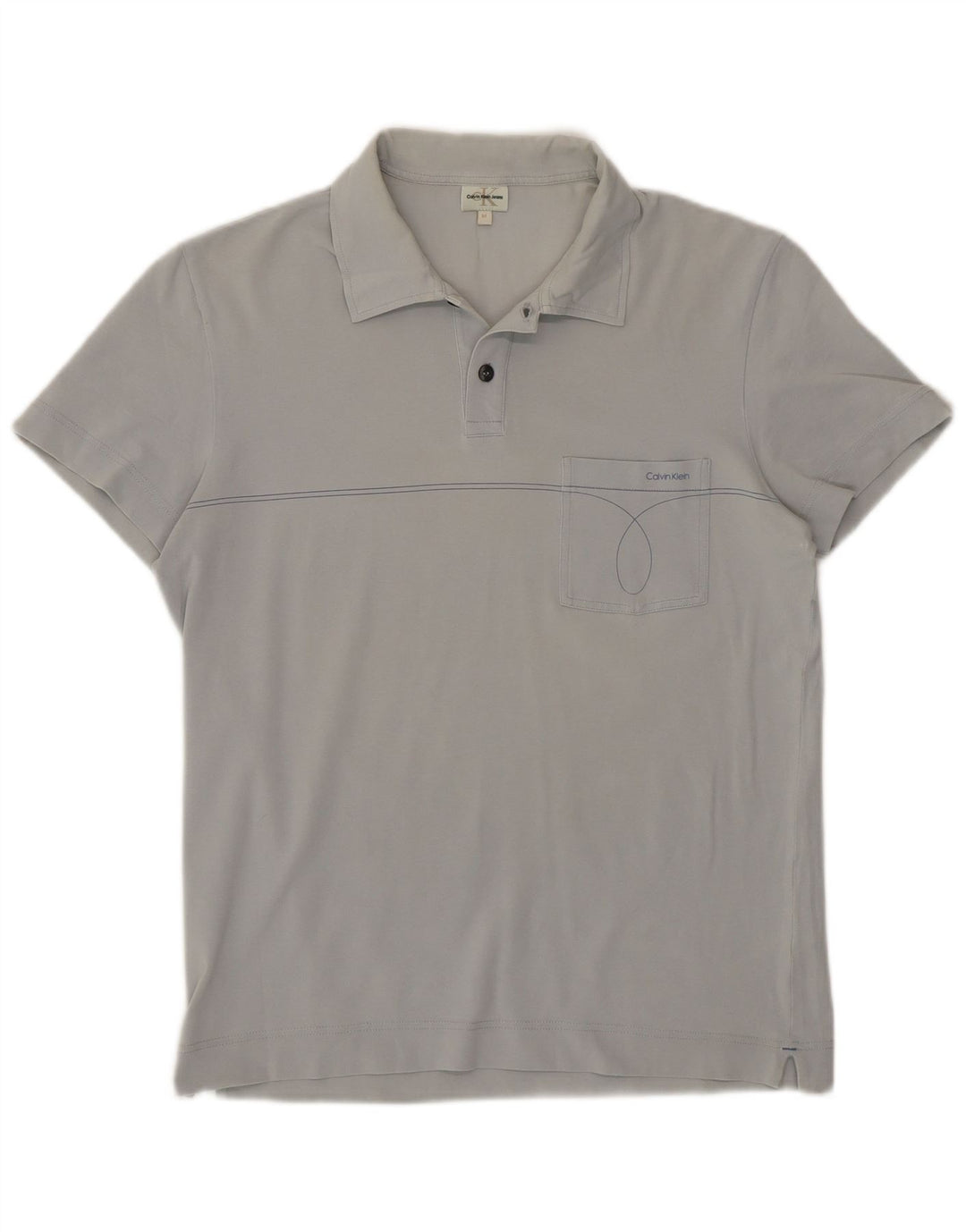 CALVIN KLEIN JEANS Mens Polo Shirt Medium Grey