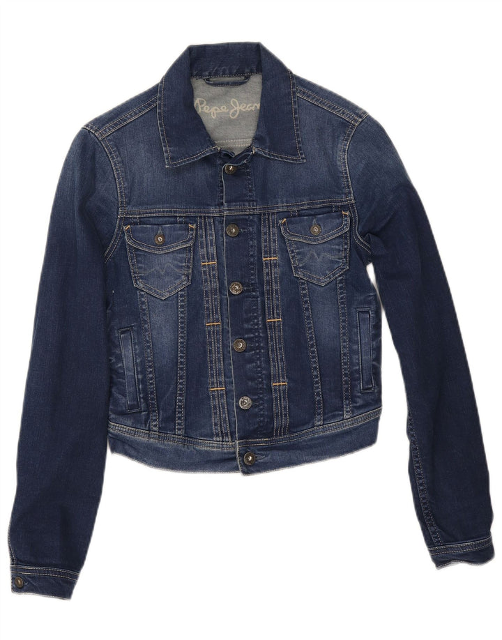 PEPE Jeans Damen Crop Denim Jacke UK 10 Small Blau Baumwolle