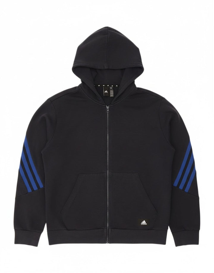 Adidas Herren-Kapuzenpullover mit Reißverschluss, groß, marineblau, Baumwolle