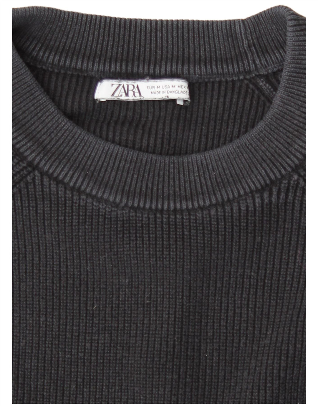 Zara Herren-Pullover mit Rundhalsausschnitt, mittlere marineblaue Baumwolle