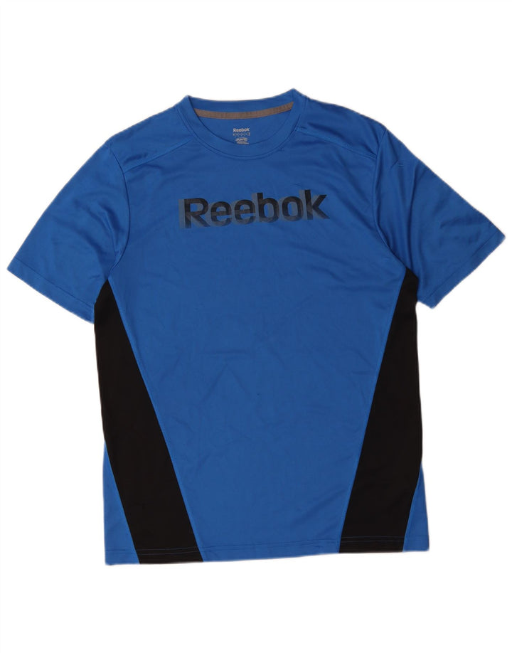 Reebok Herren Grafik-T-Shirt-Oberteil Mittelblaues Colourblock-Polyester
