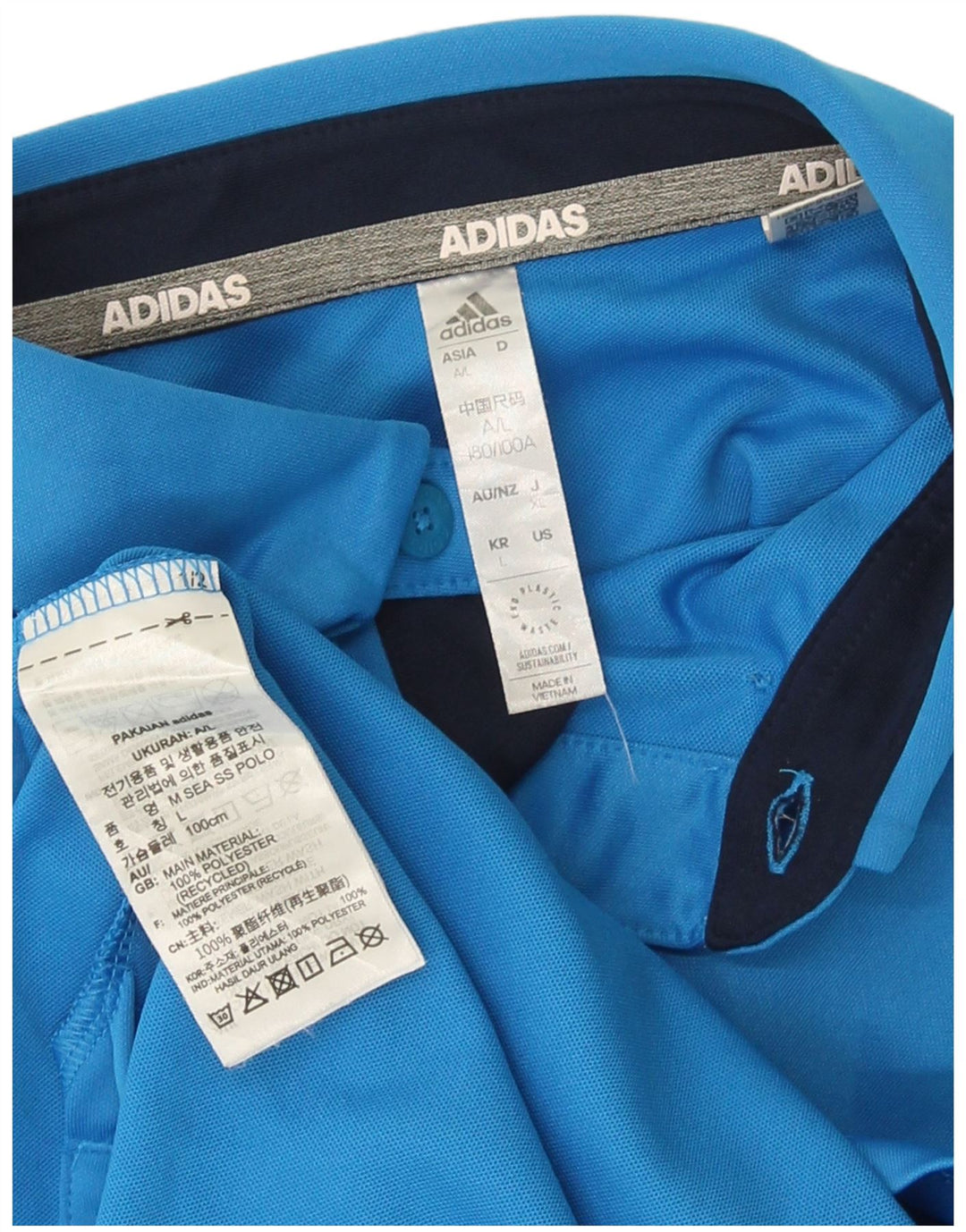 Adidas Herren-Poloshirt, groß, blau, Polyester