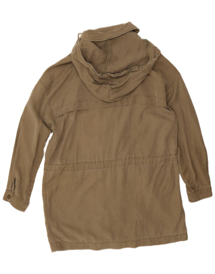 Übergroße Parka-Jacke mit Kapuze von Zara für Damen, UK 14, mittleres Khaki