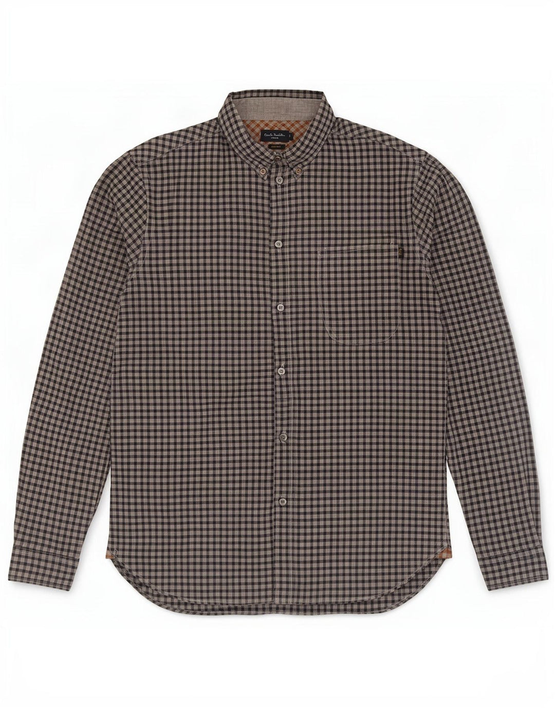 Paul & Shark Herren-Hemd in Standard-Passform aus mittelblauer Gingham-Baumwolle