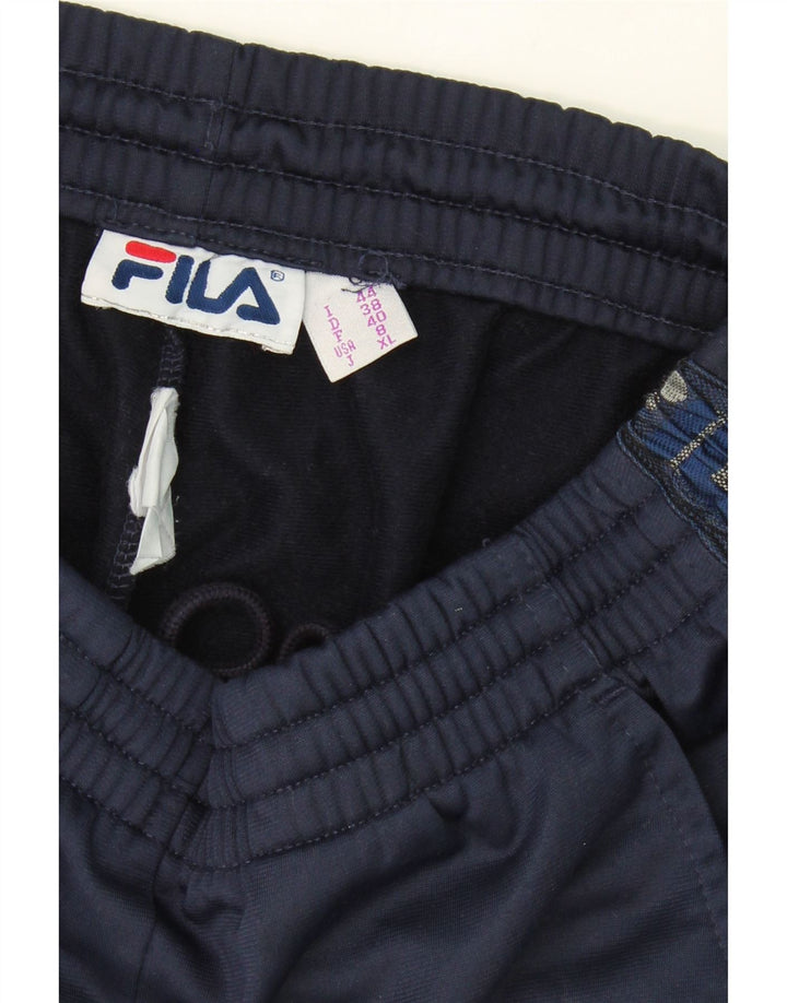 FILA Womens Graphic Tracksuit Trousers IT 44 Medium Navy Blue Polyester Vintage Fila and Second-Hand Fila from Messina Hembry 