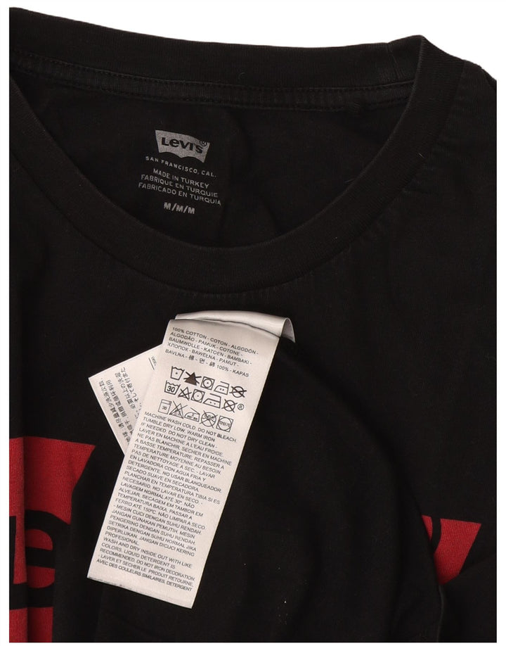 Levi's Womens Graphic T-Shirt Top UK 14 Mittelschwarze Baumwolle
