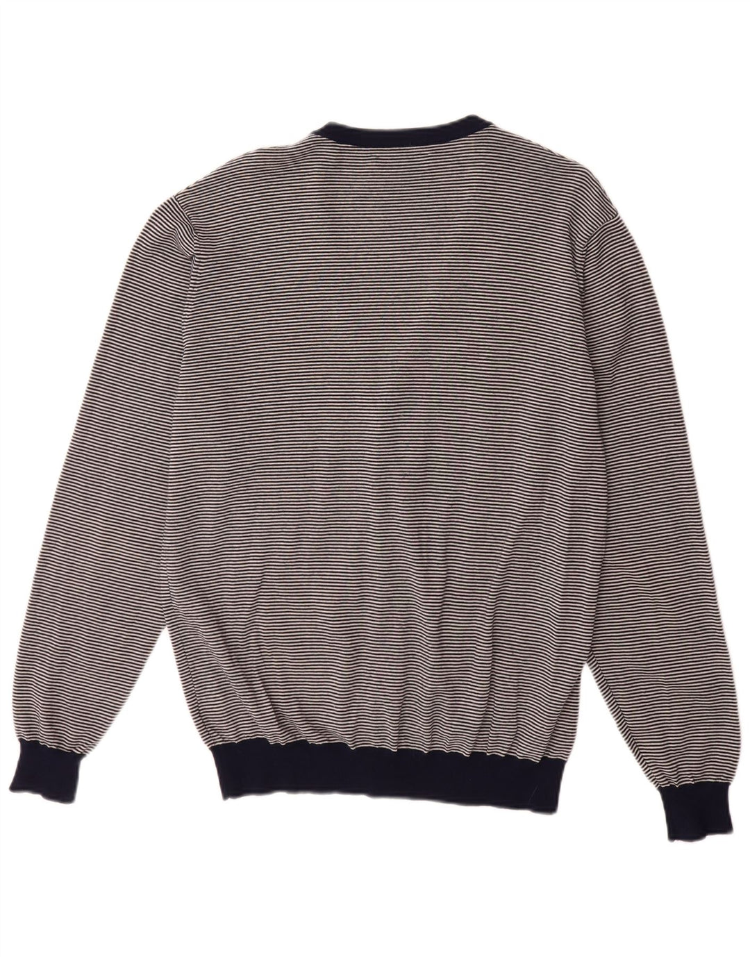 FRED PERRY Herren-Strickjacke XL Marineblaue Nadelstreifen-Merinowolle