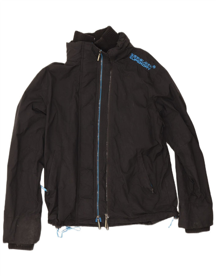 Superdry Herren Windcheater Regenjacke UK 42 XL Schwarz Nylon