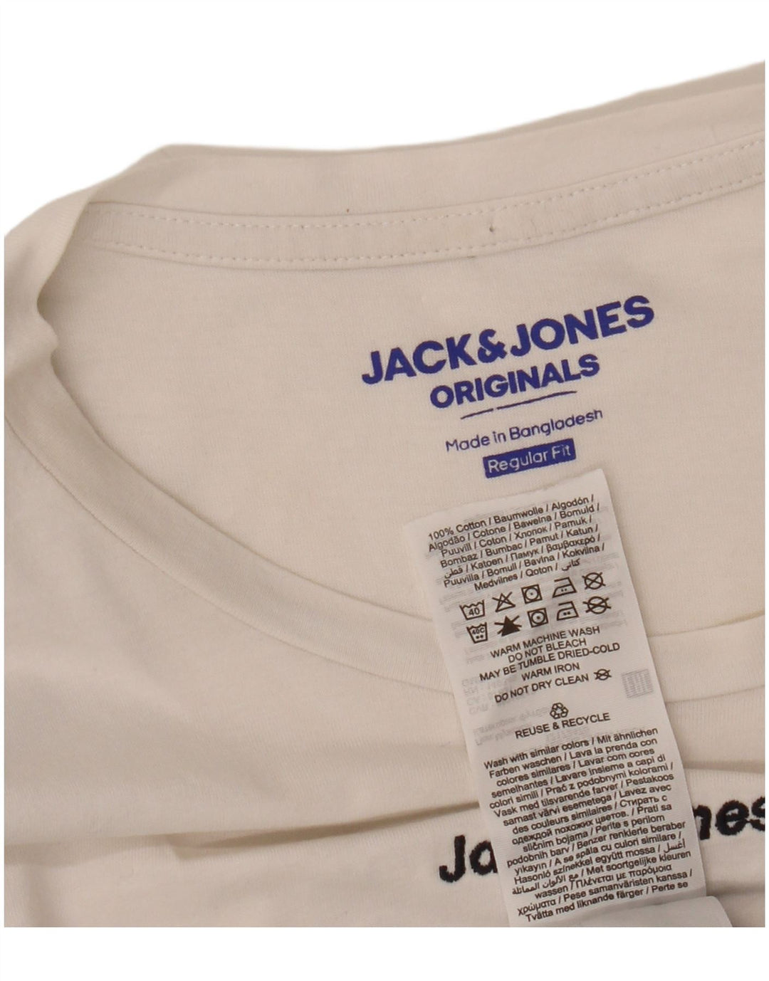 JACK & JONES Herren Originals T-Shirt Top Small Weiß Colourblock Baumwolle