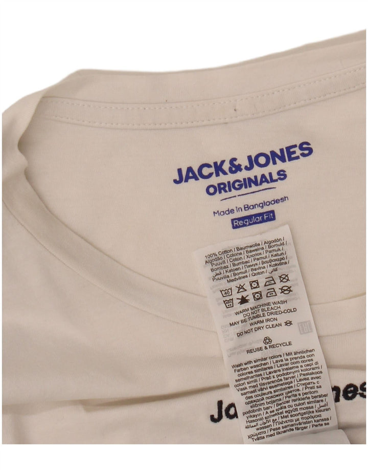 JACK & JONES Herren Originals T-Shirt Top Small Weiß Colourblock Baumwolle