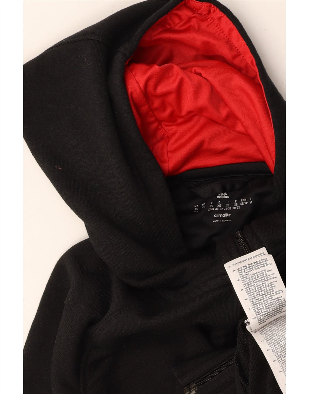 ADIDAS Damen Climalite Zip Hoodie Pullover UK 4/6 XS Schwarz Polyester