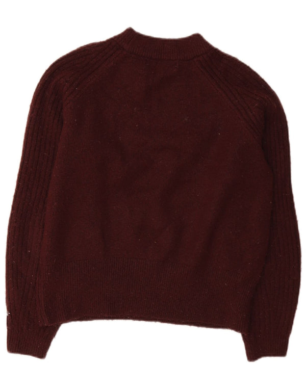 Marks & Spencer Damen Crop Crew Neck Pullover Pullover UK 10 Small Burgund