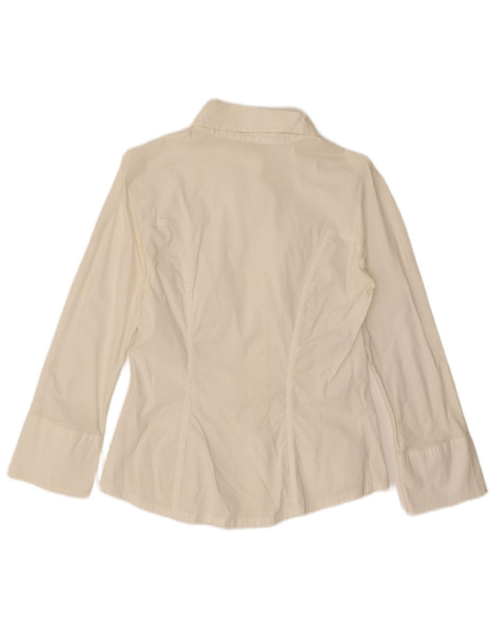 Benetton Damen-Hemd UK 10 Small aus weißer Baumwolle