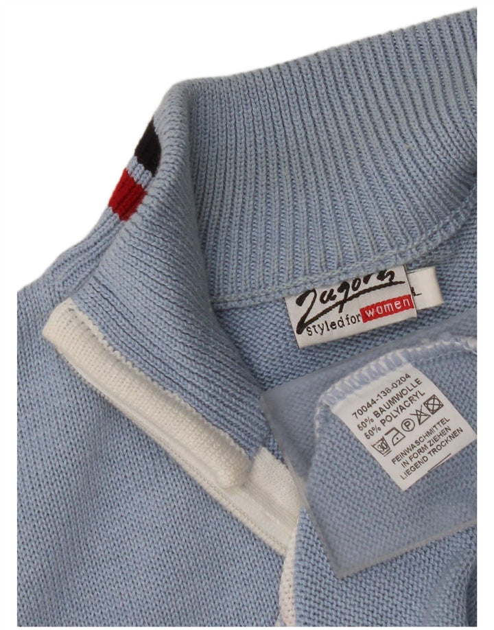 VINTAGE Ärmelloser Damen-Cardigan-Pullover UK 16 Großer blauer Farbblock