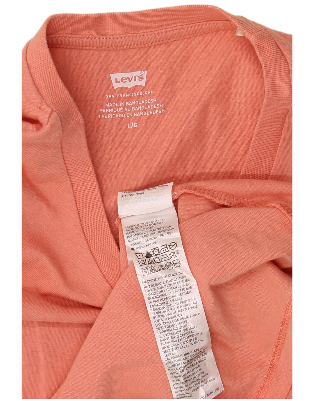 LEVI'S Damen Grafik-T-Shirt-Oberteil UK 16 Large Orange Baumwolle