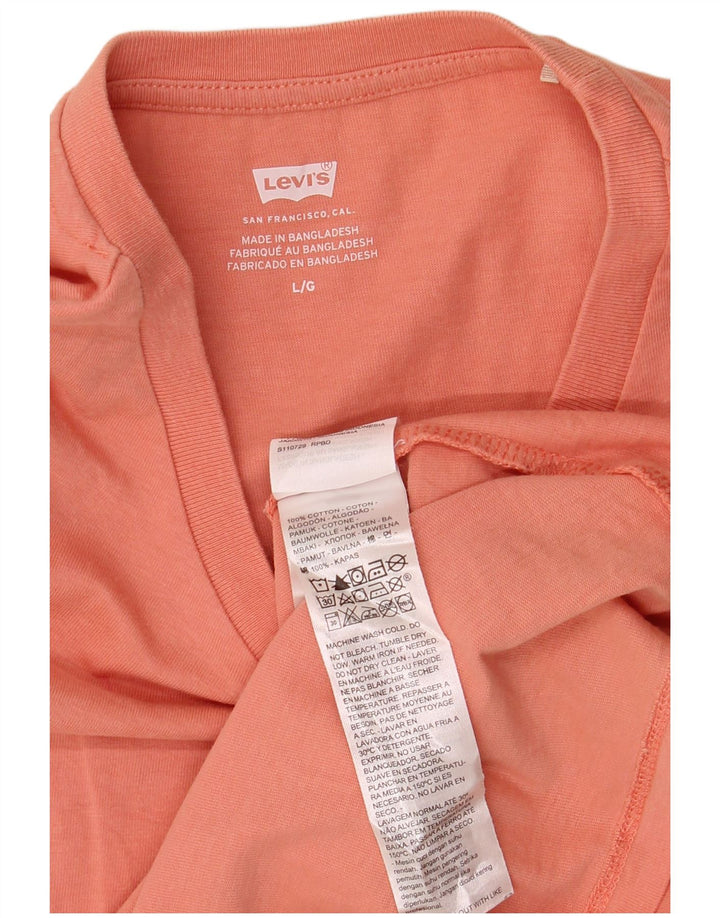 LEVI'S Damen Grafik-T-Shirt-Oberteil UK 16 Large Orange Baumwolle