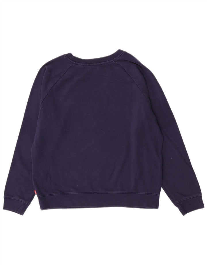 Levi's Damen Grafik-Sweatshirt-Pullover UK 14 Mittelmarineblaue Baumwolle