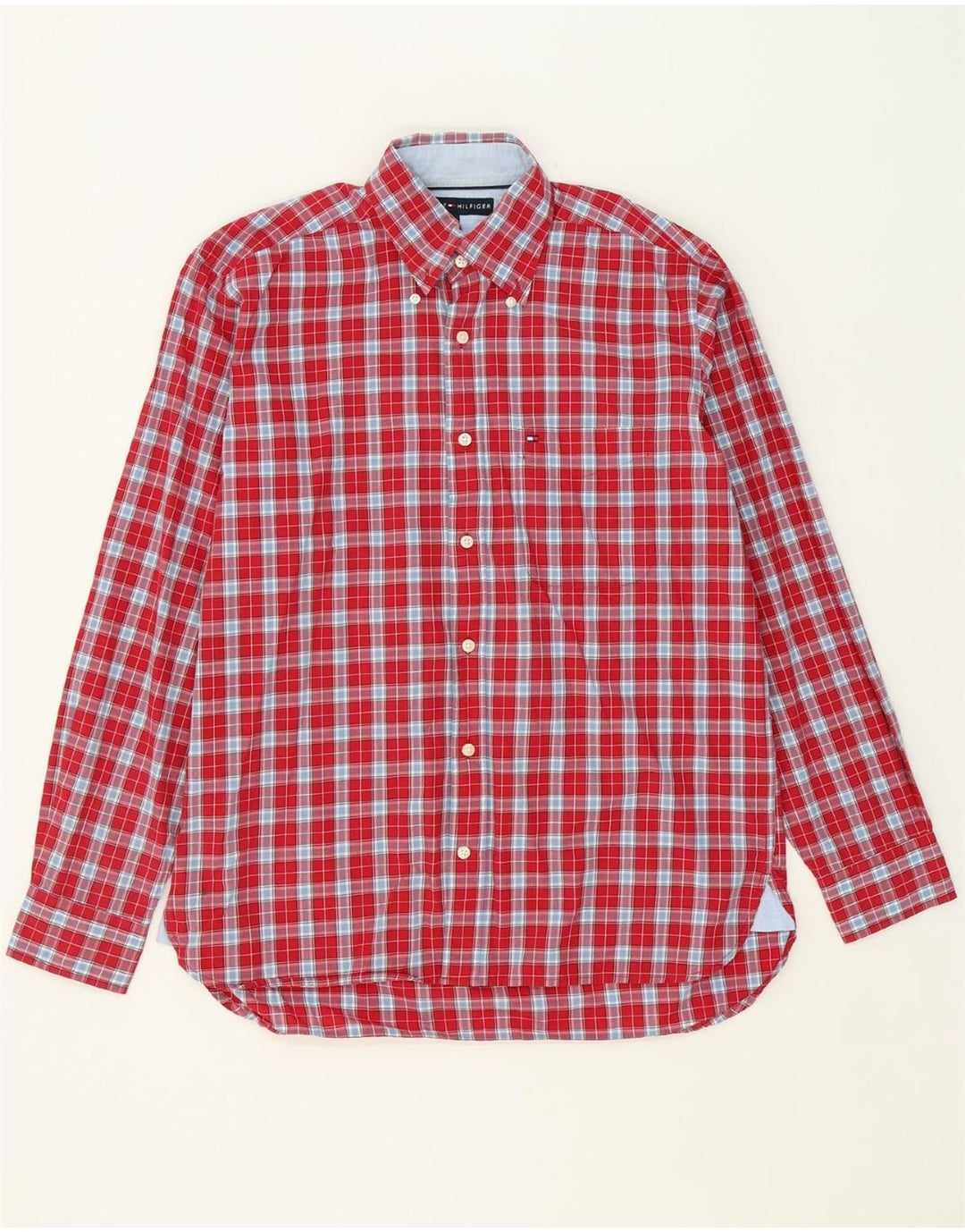 TOMMY HILFIGER Mens Shirt Small Red Check Cotton Vintage Tommy Hilfiger and Second-Hand Tommy Hilfiger from Messina Hembry 