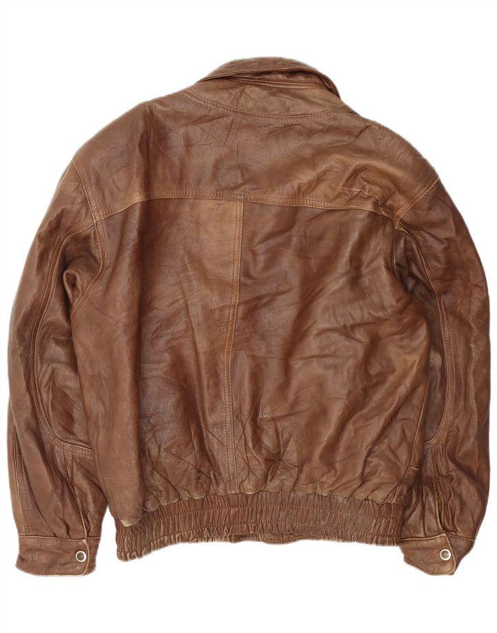 Vintage Herren Bomber Lederjacke UK 40 Großes braunes Leder