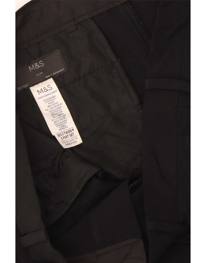 Marks & Spencer Herren Freizeithose W32 L33 Schwarz Polyester