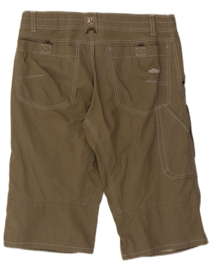 Vintage Herren Cargo Bermuda Shorts W34 Große Khaki gestreift Baumwolle