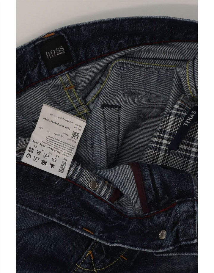 HUGO BOSS Herren Straight Jeans W36 L36 Blaue Baumwolle