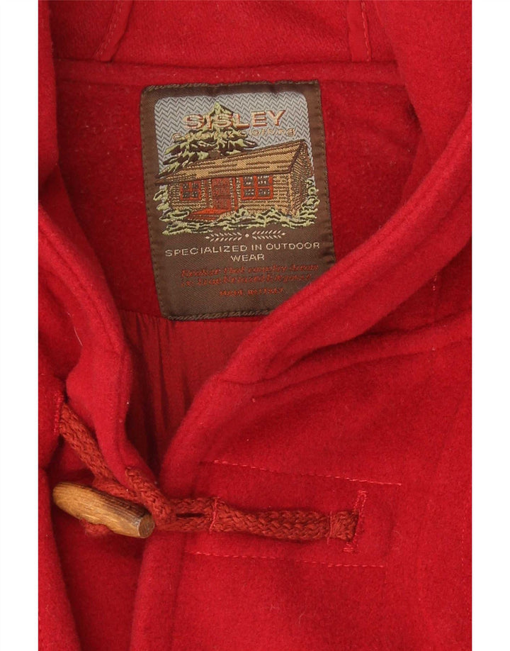 Sisley Womens Hooded Oversized Dufflecoat UK 16 Große rote Wolle