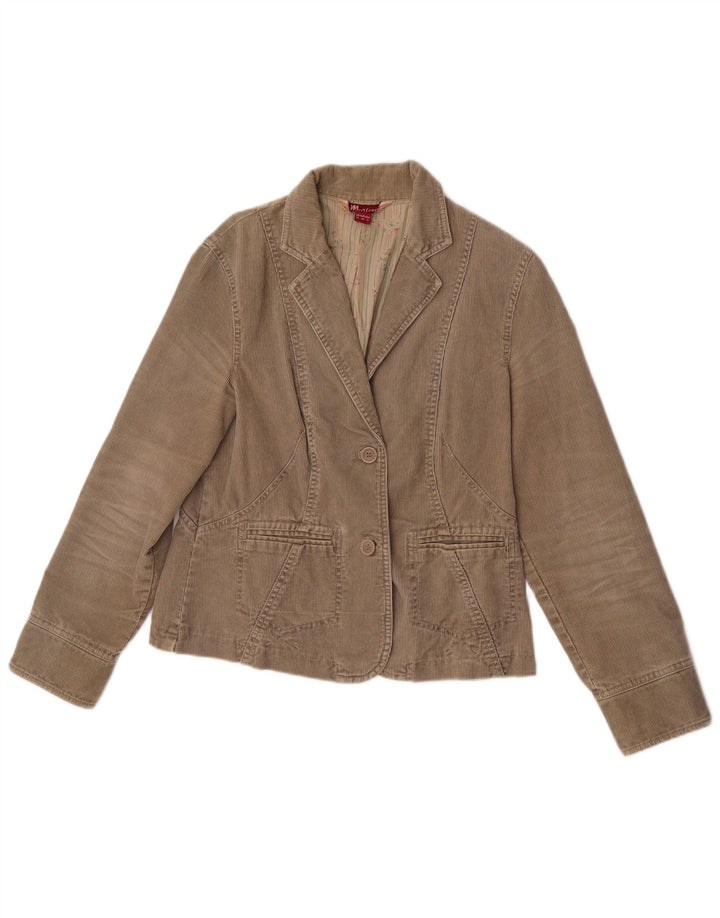 Monsoon Damen-Blazer aus Cord mit 2 Knöpfen, UK 12, mittelbeige Baumwolle