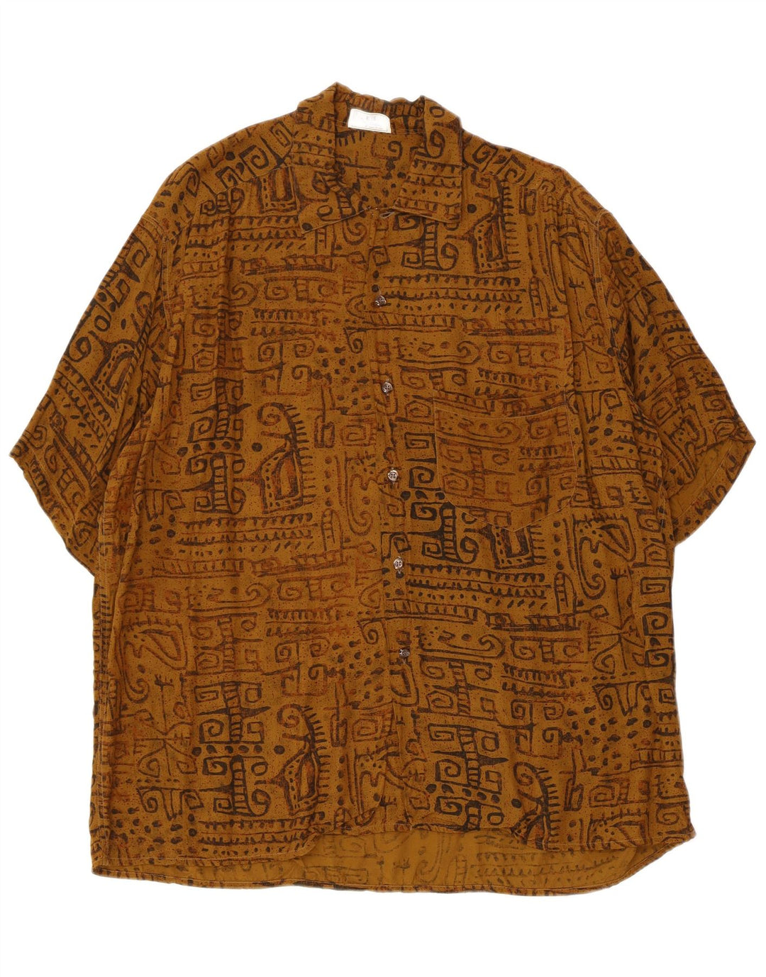 Ingram Herren-Kurzarmhemd mit abstraktem Muster, Größe 43 17 XL, braune Viskose