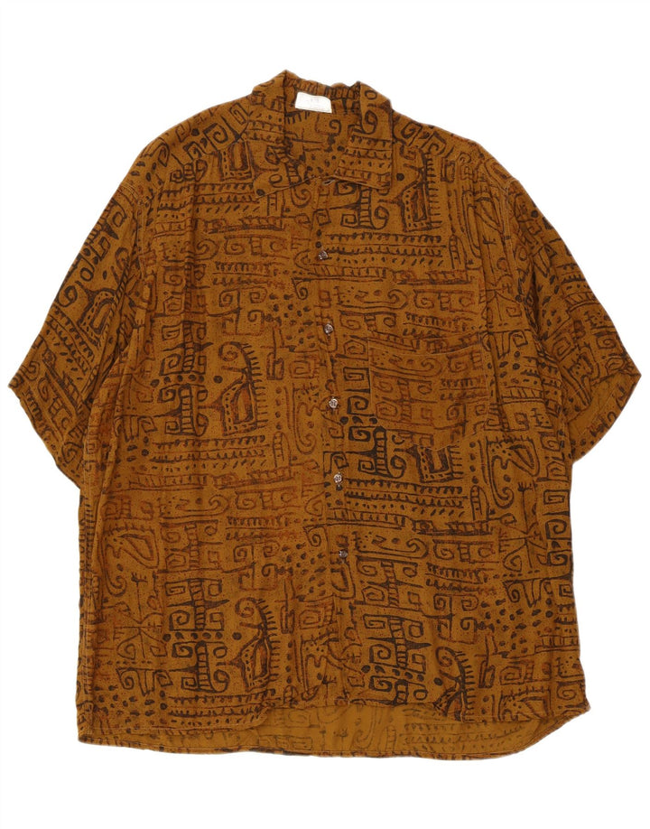 Ingram Herren-Kurzarmhemd mit abstraktem Muster, Größe 43 17 XL, braune Viskose