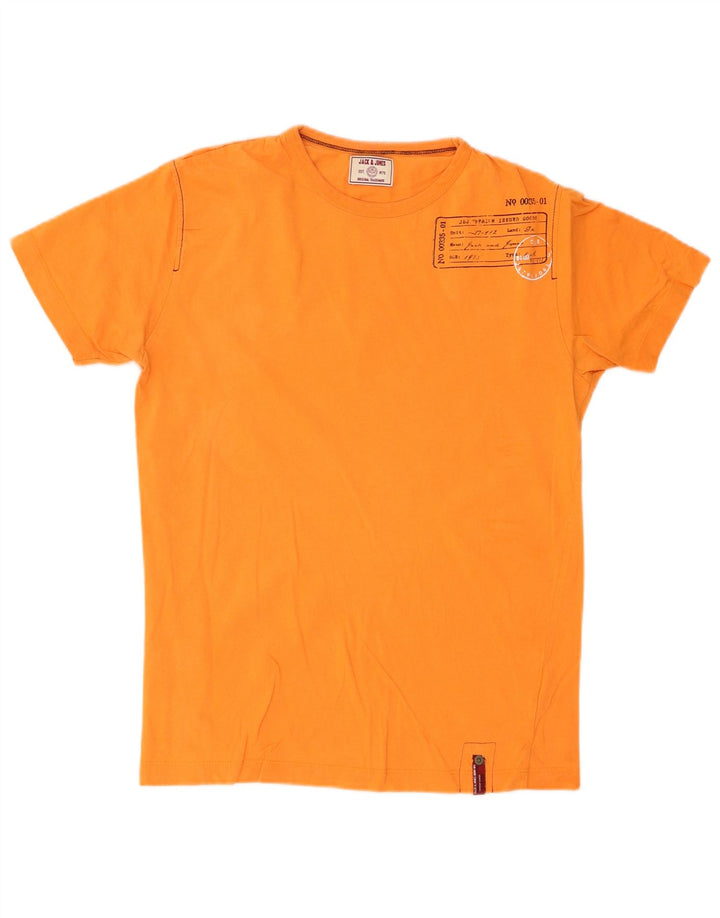 Jack & Jones Herren Grafik-T-Shirt-Oberteil aus mitteloranger Baumwolle