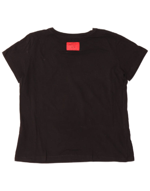 Armani Exchange Damen Grafik T-Shirt Top UK 16 Large Schwarz Baumwolle