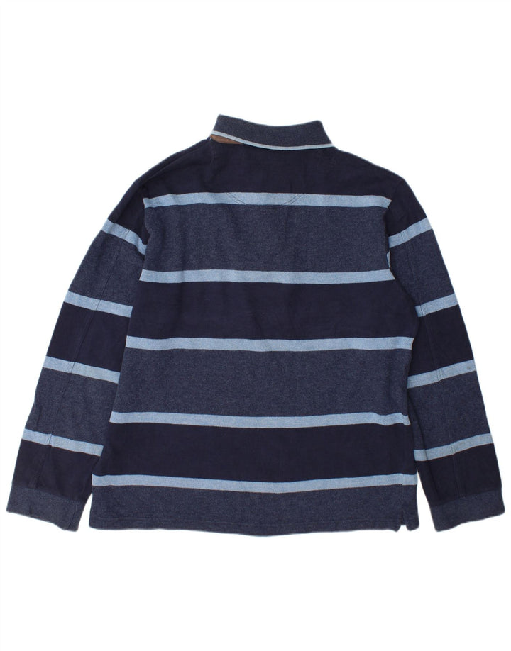 Marks & Spencer Herren-Langarm-Rugby-Poloshirt, mittelmarineblau gestreift