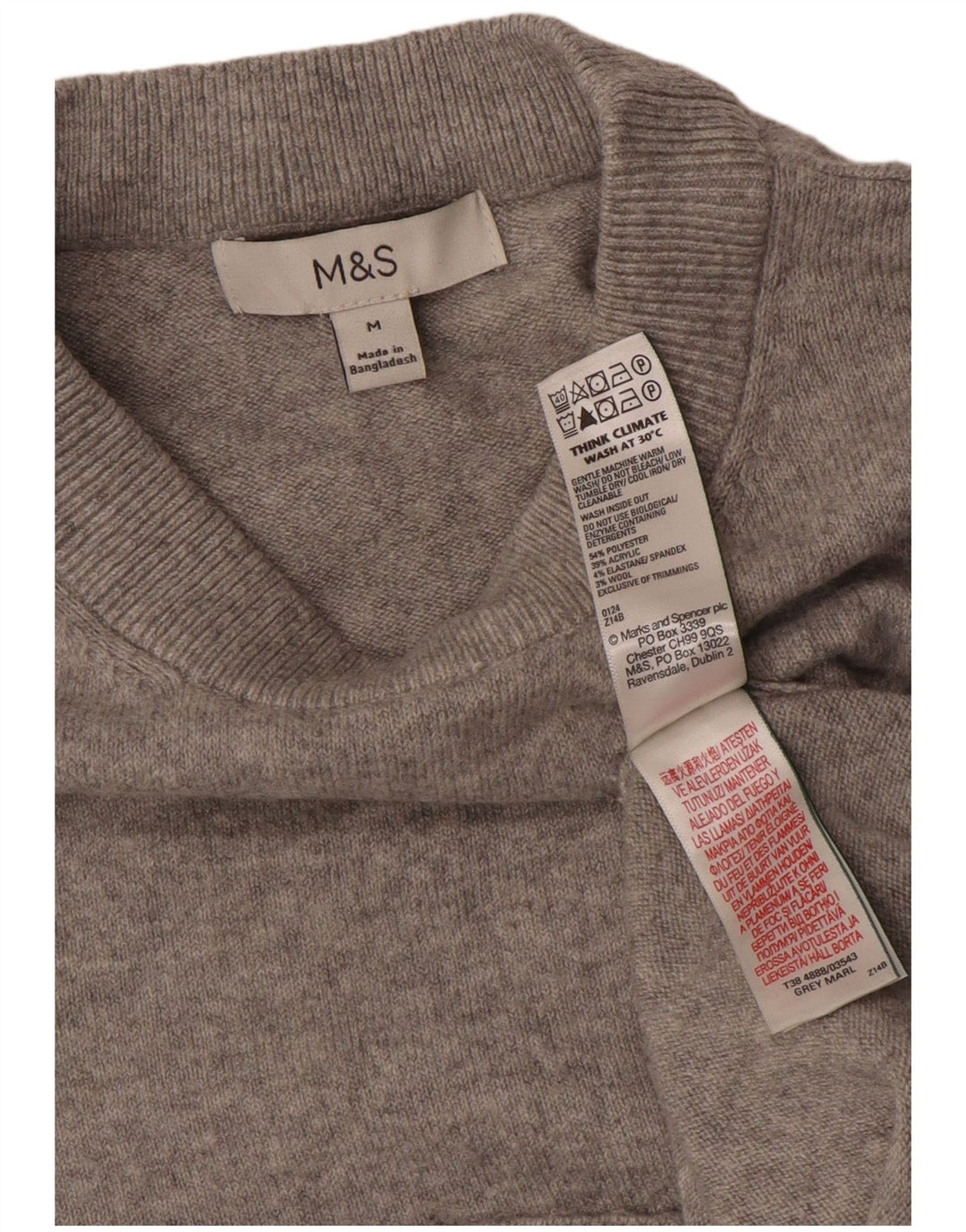 MARKS & SPENCER Damen Pullover mit Rundhalsausschnitt, UK 14, Mittelgrau
