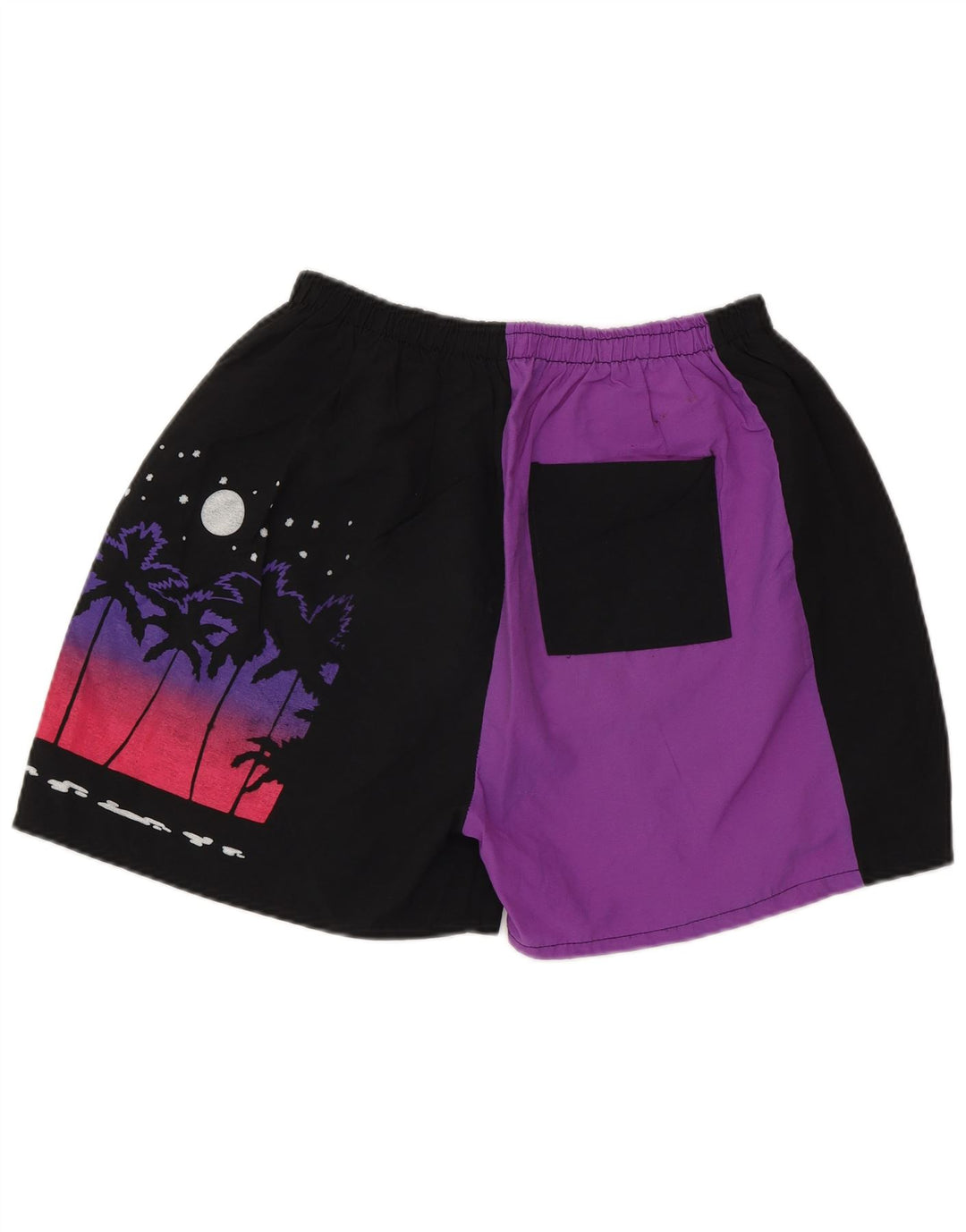 VINTAGE Herren-Badeshorts mit Grafik, Größe S, Schwarz, Farbblock