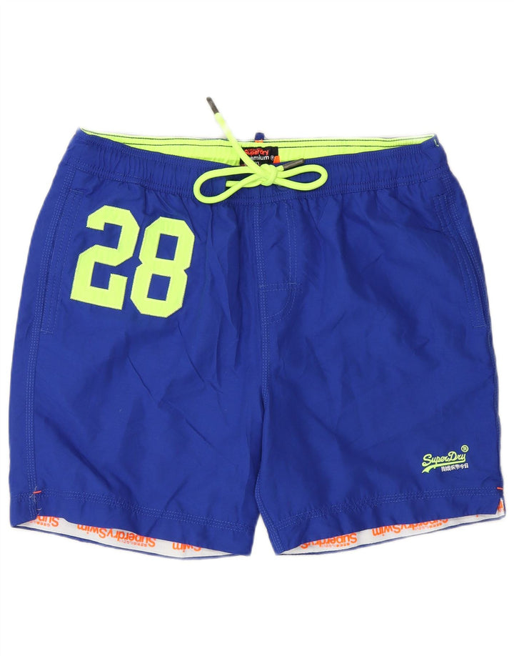 SUPERDRY Herren Badeshorts mit Grafik, Größe L, Blau, Polyester