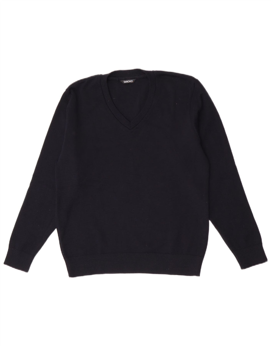 Vintage Damen Pullover mit V-Ausschnitt IT 42 Medium Navy Blue