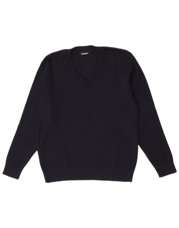 Vintage Damen Pullover mit V-Ausschnitt IT 42 Medium Navy Blue
