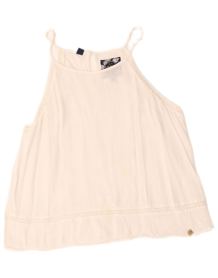 Superdry Damen ärmelloses, übergroßes Blusenoberteil, UK 10, Größe S, Weiß