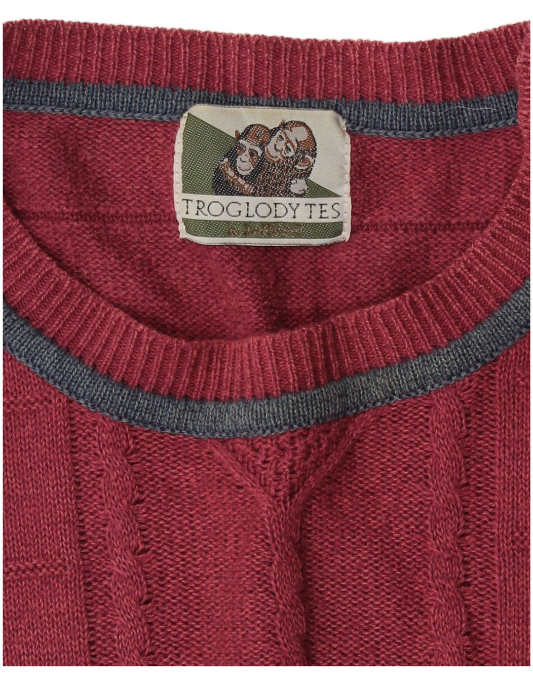 Vintage Herren-Pullover mit Rundhalsausschnitt, groß, rosa, Farbblock