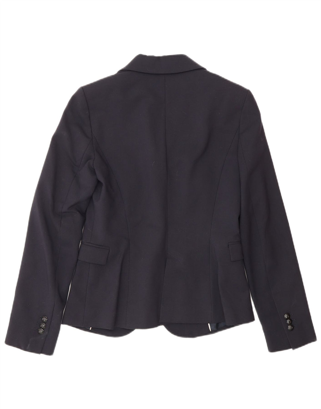Zara Damen 1-Knopf-Blazerjacke UK 10 Small Marineblaue Baumwolle