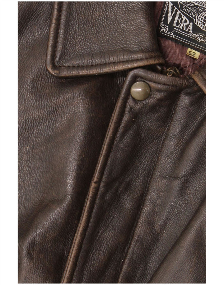 Vintage Herren Lederjacke IT 52 XL Braunes Leder