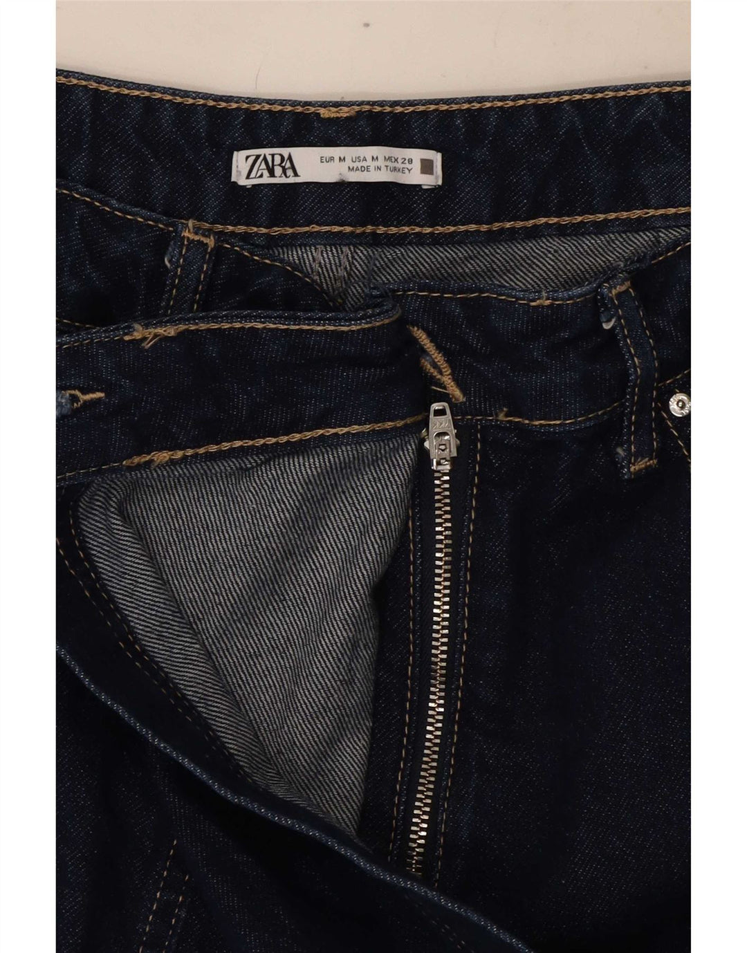 Zara Damen Jeansshorts Medium W28 Marineblaue Baumwolle