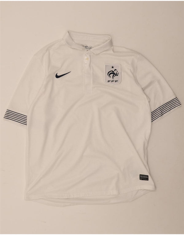 Nike Herren France National Rugby Graphic Poloshirt XL Weiß gestreift