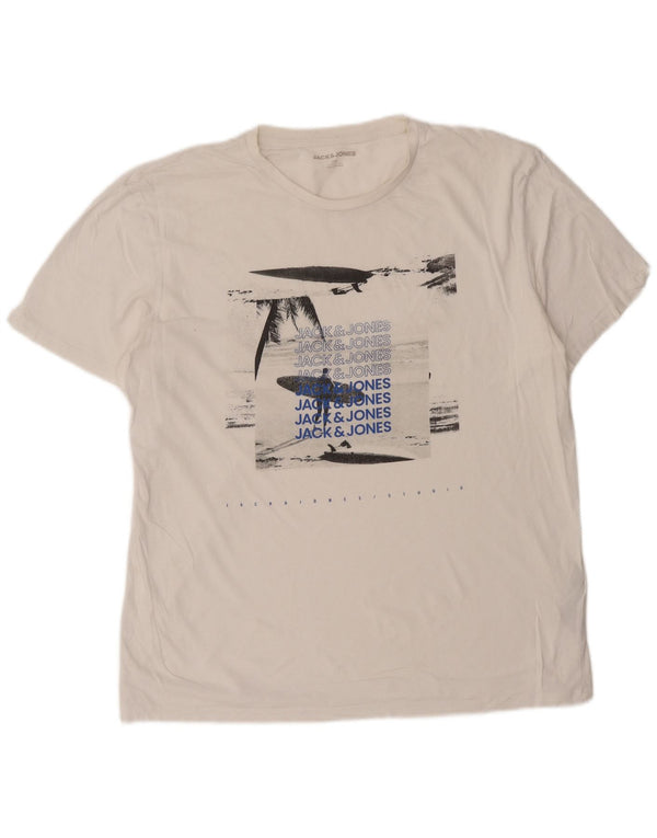 Jack & Jones Herren-T-Shirt mit Grafik, 2XL, weiße Baumwolle